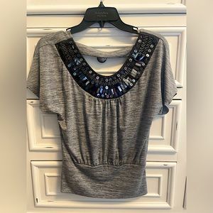 **Buy 4 Get 1 Free. $5 items only! Black and Gray Blouse. Worn Once.